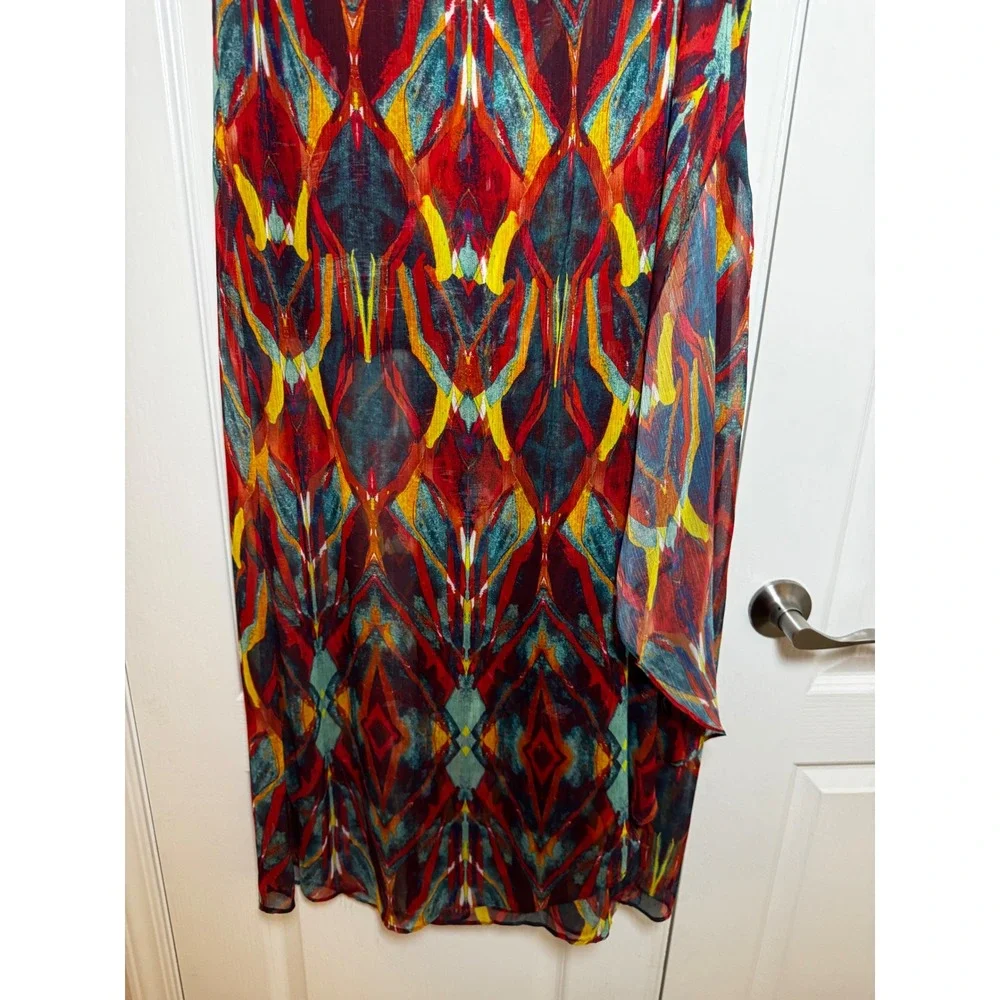 Alice + Olivia Multi Color Geometric Ikat Print Maxi Skirt